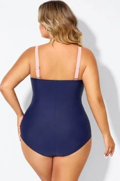 Sweetheart Neck Color Block One Piece Swimsuit -Luna Marina Store b deop097003 2