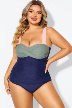 Sweetheart Neck Color Block One Piece Swimsuit -Luna Marina Store b deop097003 3