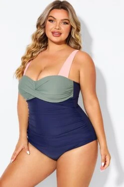 Sweetheart Neck Color Block One Piece Swimsuit -Luna Marina Store b deop097003 4