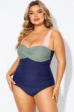 Sweetheart Neck Color Block One Piece Swimsuit -Luna Marina Store b deop097003 5