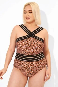 Printed Mesh Elastic One Piece Swimsuit For Lady -Luna Marina Store b deop115004 5
