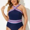 Blue Crossover Women One Piece Swimsuit -Luna Marina Store b deop115005 11