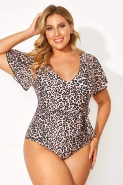 Leopard Printed One Piece Swimsuit With Sleeves 13 Leopard Printed One Piece Swimsuit With Sleeves -Luna Marina Store b deop124001 3