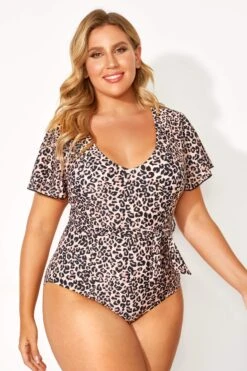Leopard Printed One Piece Swimsuit With Sleeves 10 Leopard Printed One Piece Swimsuit With Sleeves -Luna Marina Store b deop124001 5