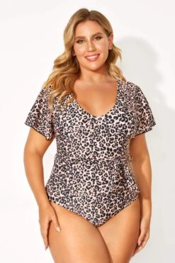 Leopard Printed One Piece Swimsuit With Sleeves 12 Leopard Printed One Piece Swimsuit With Sleeves -Luna Marina Store b deop124001 6