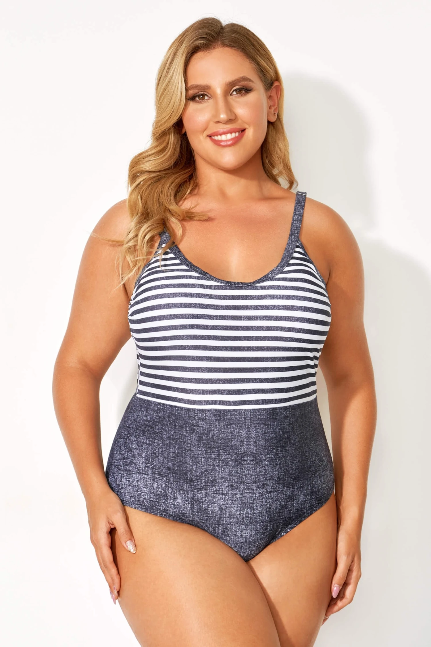 Stripes Extra-low Back Stylish One Piece Swimsuit 3 Stripes Extra-low Back Stylish One Piece Swimsuit
