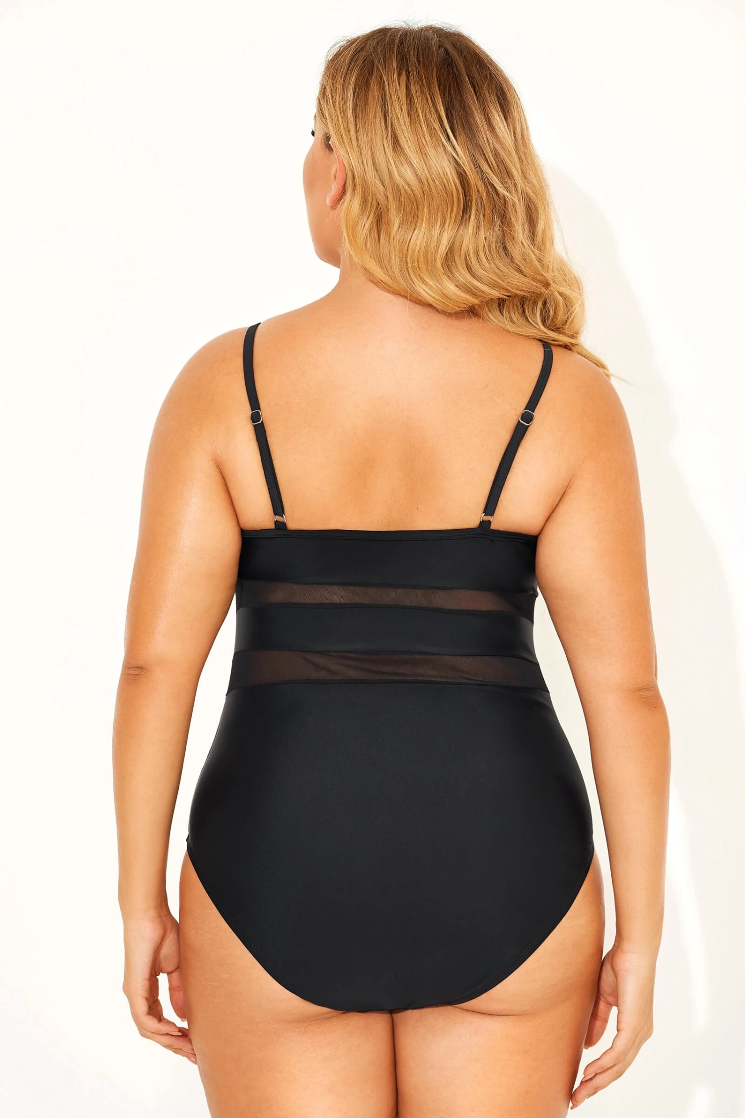 Black Mesh V-neck Women One Piece Swimsuit 4 Black Mesh V-neck Women One Piece Swimsuit - Image 2