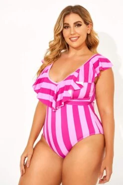 Ruffle Shoulder Swimsuit With Belt One Piece Swimsuit 8 Ruffle Shoulder Swimsuit With Belt One Piece Swimsuit -Luna Marina Store b deop146001 2