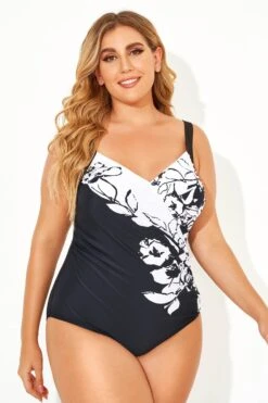 Black & White Flower Printed One Piece Swimsuit 13 Black & White Flower Printed One Piece Swimsuit -Luna Marina Store b deop148001 2