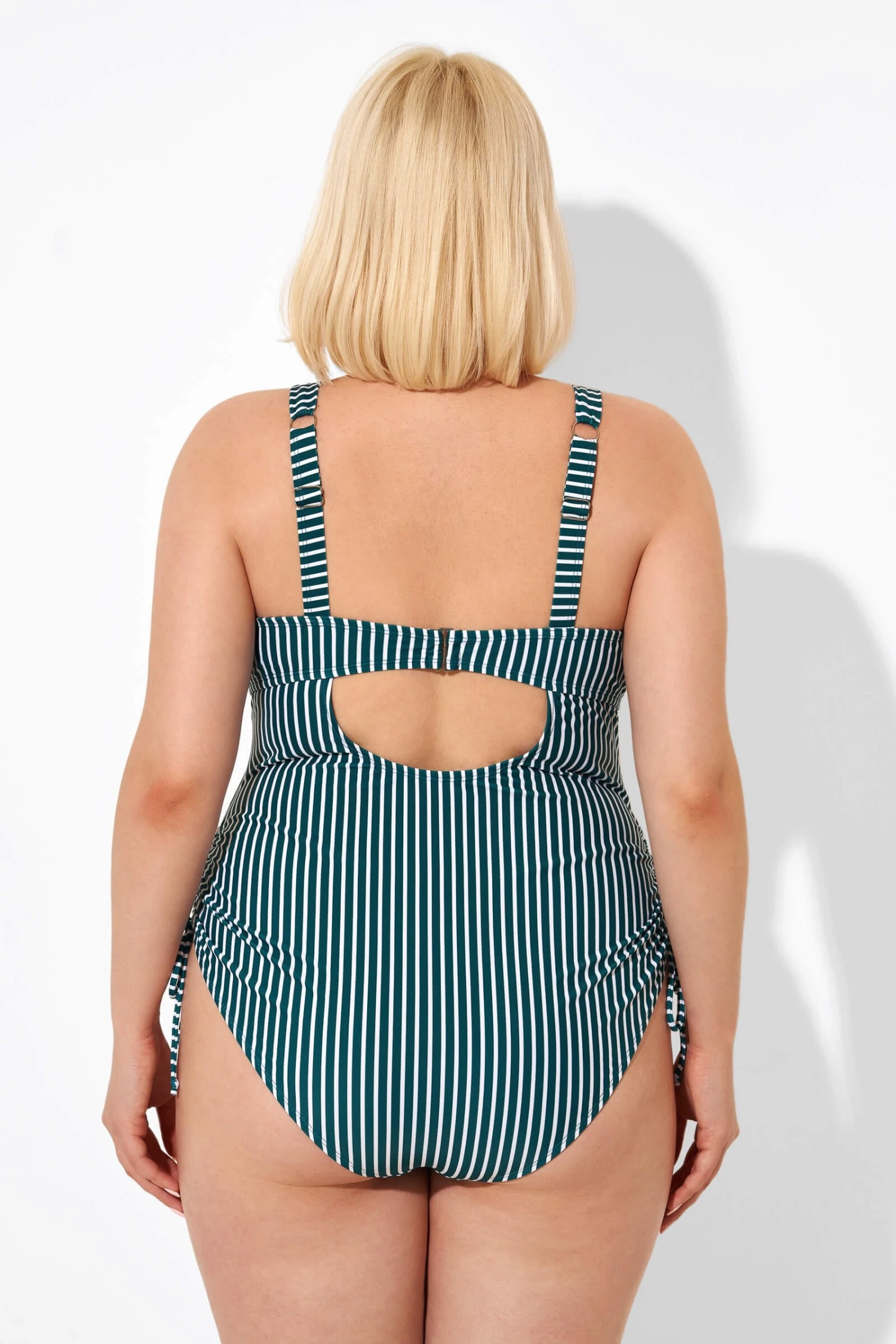 Green Stripe Center-front Keyhole One Piece Swimsuit 4 Green Stripe Center-front Keyhole One Piece Swimsuit - Image 2