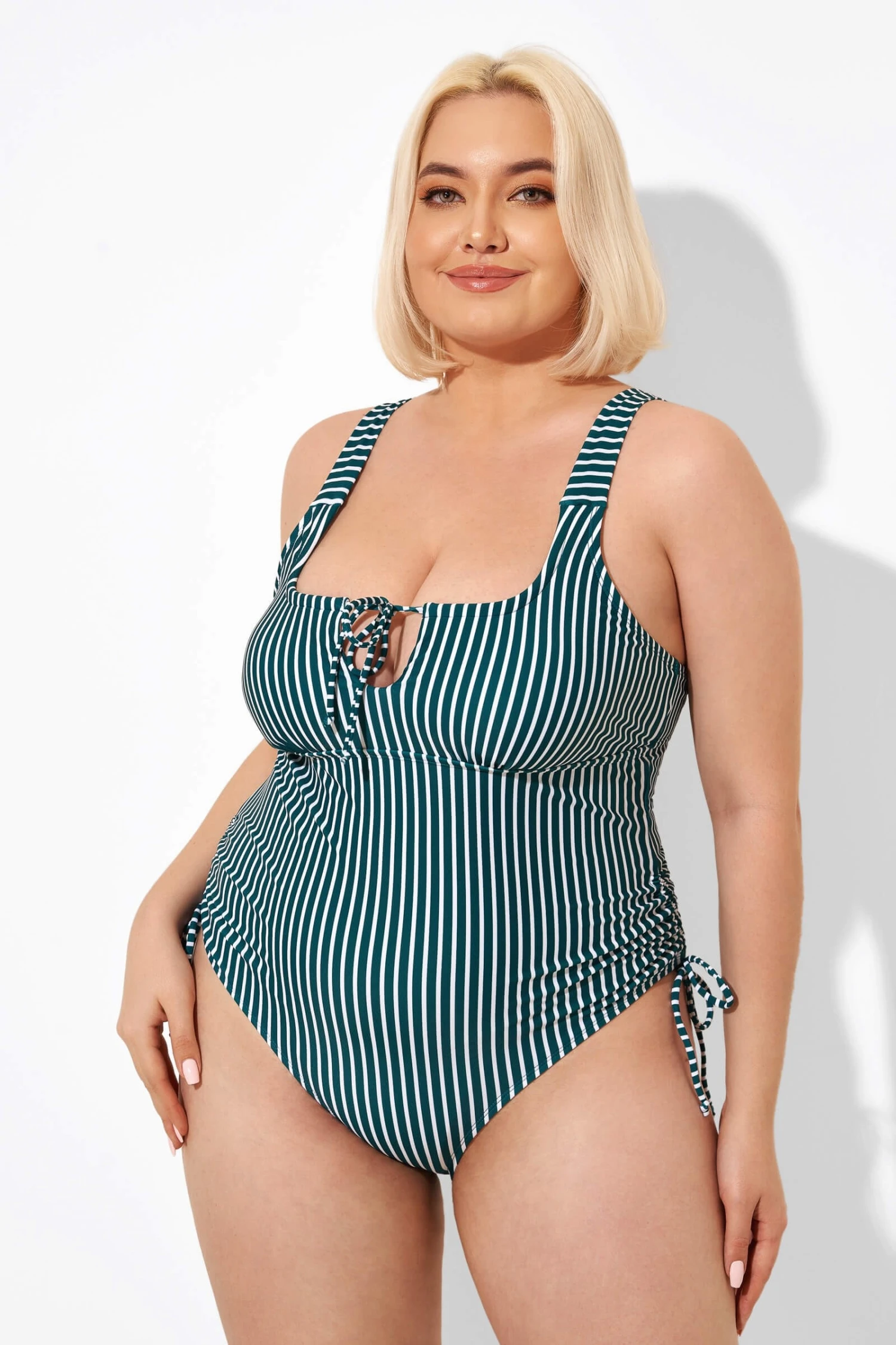 Green Stripe Center-front Keyhole One Piece Swimsuit 7 Green Stripe Center-front Keyhole One Piece Swimsuit - Image 5