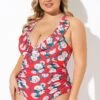 Coral Floral Wireless Ruffle One Piece Swimsuit -Luna Marina Store b deop269001 1 1