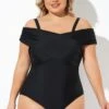Black Crisscross Convertible Front Lined One Piece Swimsuit -Luna Marina Store b deop270001 1 2