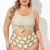 Cactus Stripe Daisy Knotted One Piece Swimsuit -Luna Marina Store b deop271001 1 1