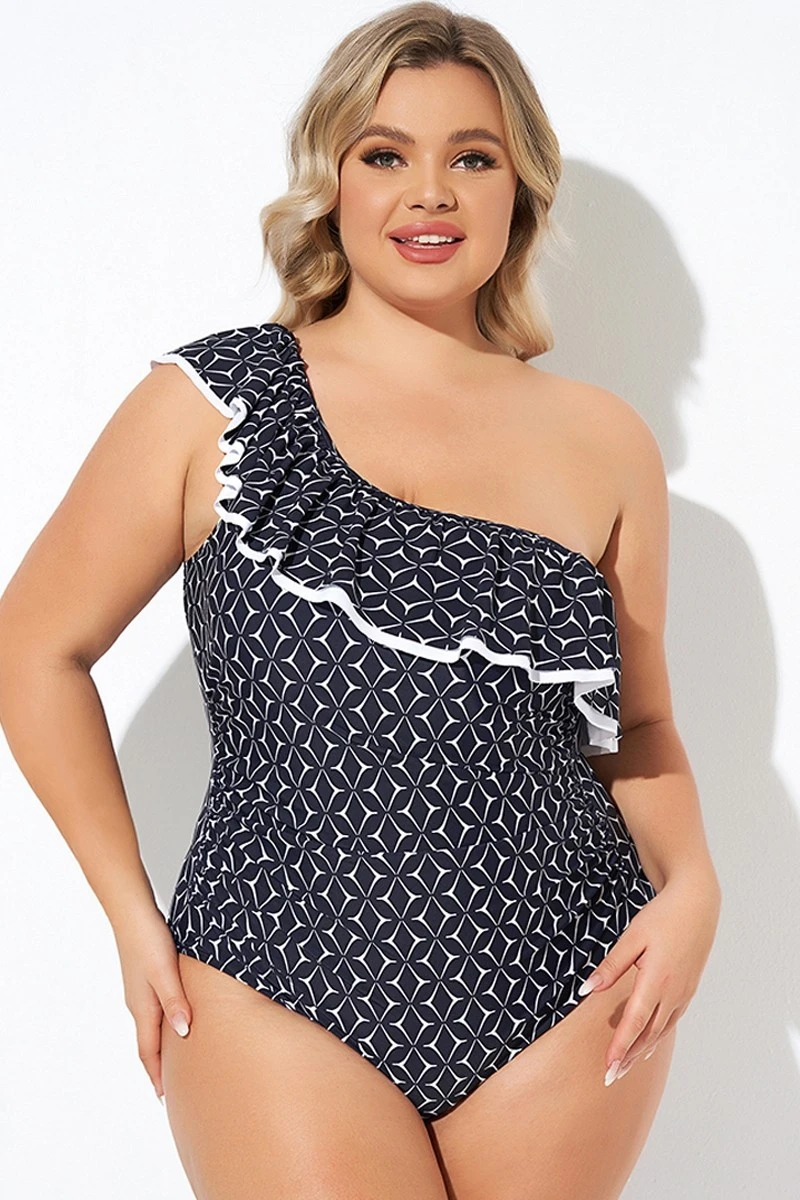 One Shoulder Ruffles Asymmetrical One Piece Swimsuit 6 One Shoulder Ruffles Asymmetrical One Piece Swimsuit - Image 4