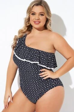 One Shoulder Ruffles Asymmetrical One Piece Swimsuit 13 One Shoulder Ruffles Asymmetrical One Piece Swimsuit -Luna Marina Store b deop279001 6