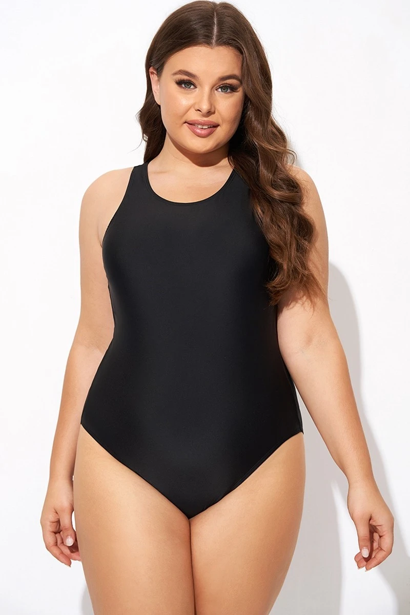 Black High Neck High Legline One Piece Swimsuit 5 Black High Neck High Legline One Piece Swimsuit - Image 3