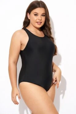 Black High Neck High Legline One Piece Swimsuit 13 Black High Neck High Legline One Piece Swimsuit -Luna Marina Store b deop289001 6