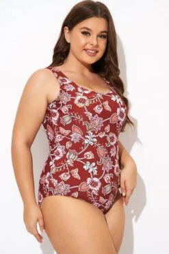 Flower Scoop Neck And Back One Piece Swimsuit -Luna Marina Store b deop291001 6