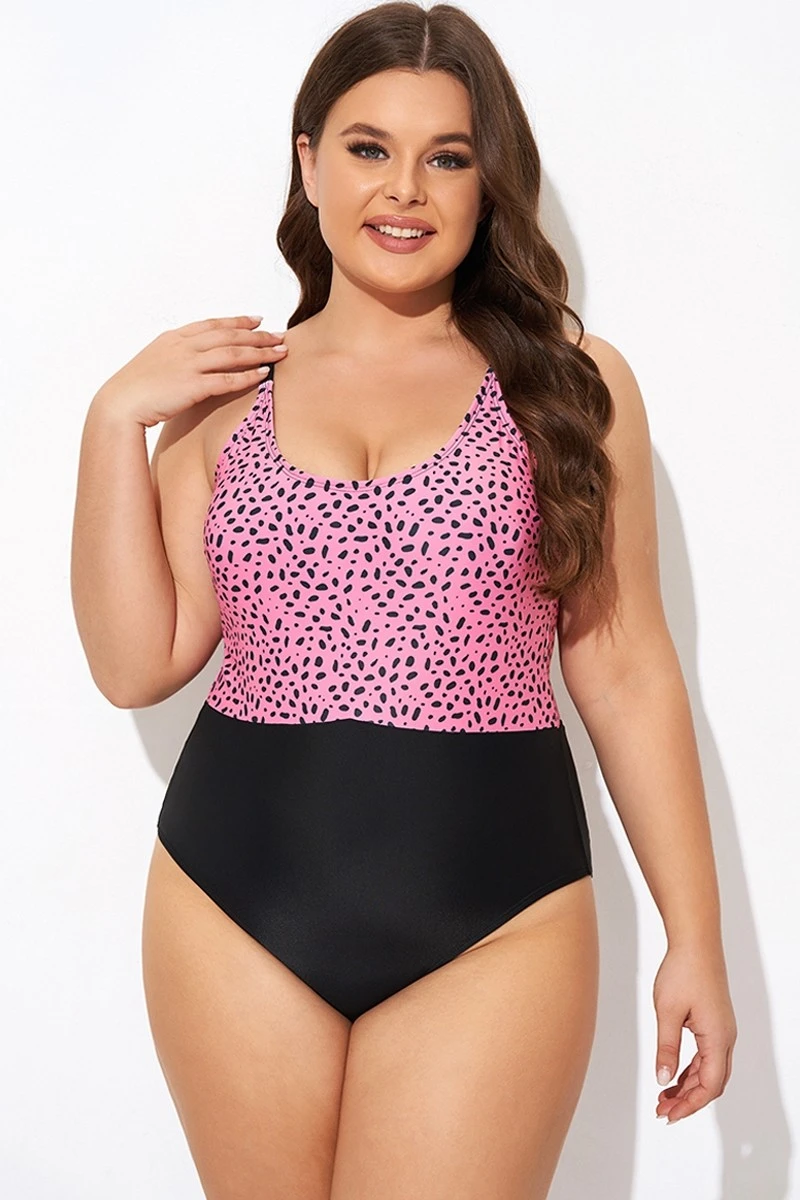 Pink Leopard Print Scoop Neck Front One Piece Swimsuit 6 Pink Leopard Print Scoop Neck Front One Piece Swimsuit - Image 4