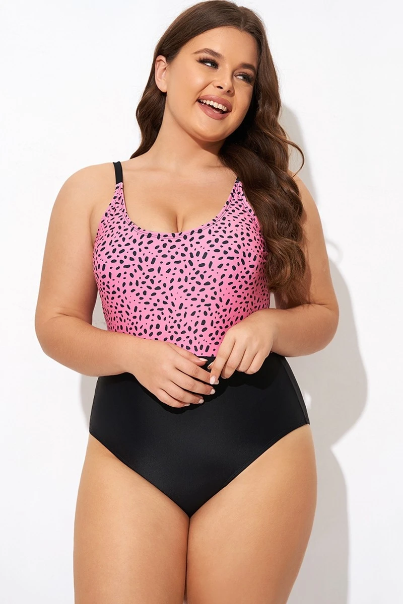 Pink Leopard Print Scoop Neck Front One Piece Swimsuit 7 Pink Leopard Print Scoop Neck Front One Piece Swimsuit - Image 5