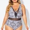 Plunging V-front And Back Mesh One Piece Swimsuit 2 Plunging V-front And Back Mesh One Piece Swimsuit -Luna Marina Store b deop309001 1