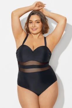 Plus Size Mesh Stitching Sling One Piece Swimsuit -Luna Marina Store b deop314001 4
