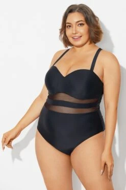 Plus Size Mesh Stitching Sling One Piece Swimsuit -Luna Marina Store b deop314001 6