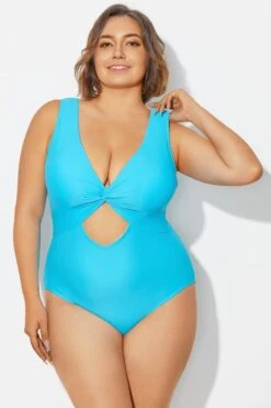 Blue Twist Knot Shimmer One Piece Swimsuit 12 Blue Twist Knot Shimmer One Piece Swimsuit -Luna Marina Store b deop315001 5