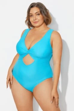 Blue Twist Knot Shimmer One Piece Swimsuit 13 Blue Twist Knot Shimmer One Piece Swimsuit -Luna Marina Store b deop315001 6