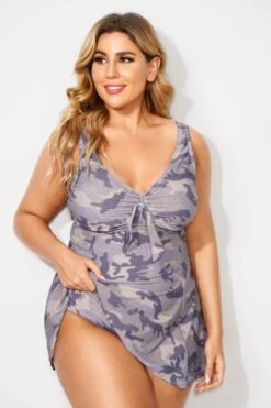 Fashionable Camouflage Sweetheart Neckline Women Swimdress -Luna Marina Store b desd001001 3