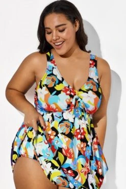 Flower Tie Front Sweetheart Neckline Swimdress 8 Flower Tie Front Sweetheart Neckline Swimdress -Luna Marina Store b desd001007 22
