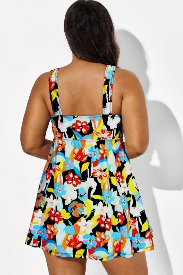 Flower Tie Front Sweetheart Neckline Swimdress 4 Flower Tie Front Sweetheart Neckline Swimdress - Image 2