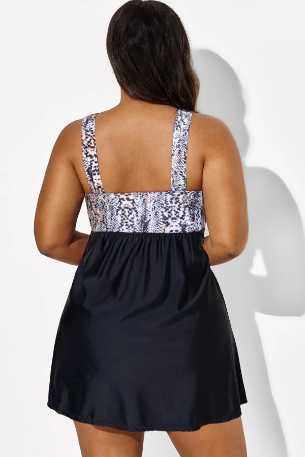 Python Print Tie Front V-Neck Swimdress 4 Python Print Tie Front V-Neck Swimdress - Image 2