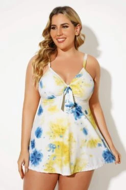 Tie Dye Backless Tie Front Sexy Swimdress