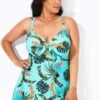 Sweetheart Neckline Print Tie Front Underwire Swimdress -Luna Marina Store b desd006008 1