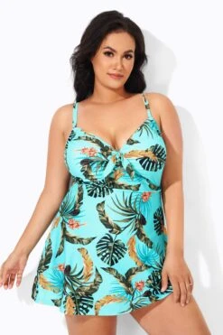 Sweetheart Neckline Print Tie Front Underwire Swimdress 9 Sweetheart Neckline Print Tie Front Underwire Swimdress -Luna Marina Store b desd006008 2