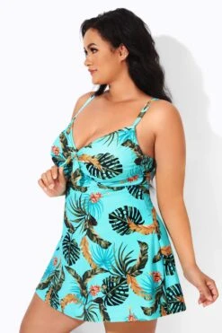 Sweetheart Neckline Print Tie Front Underwire Swimdress 8 Sweetheart Neckline Print Tie Front Underwire Swimdress -Luna Marina Store b desd006008 3