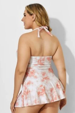 Tie Dye Printed Self-tie Halter Vintage Swimdress 8 Tie Dye Printed Self-tie Halter Vintage Swimdress -Luna Marina Store b desd014002 3