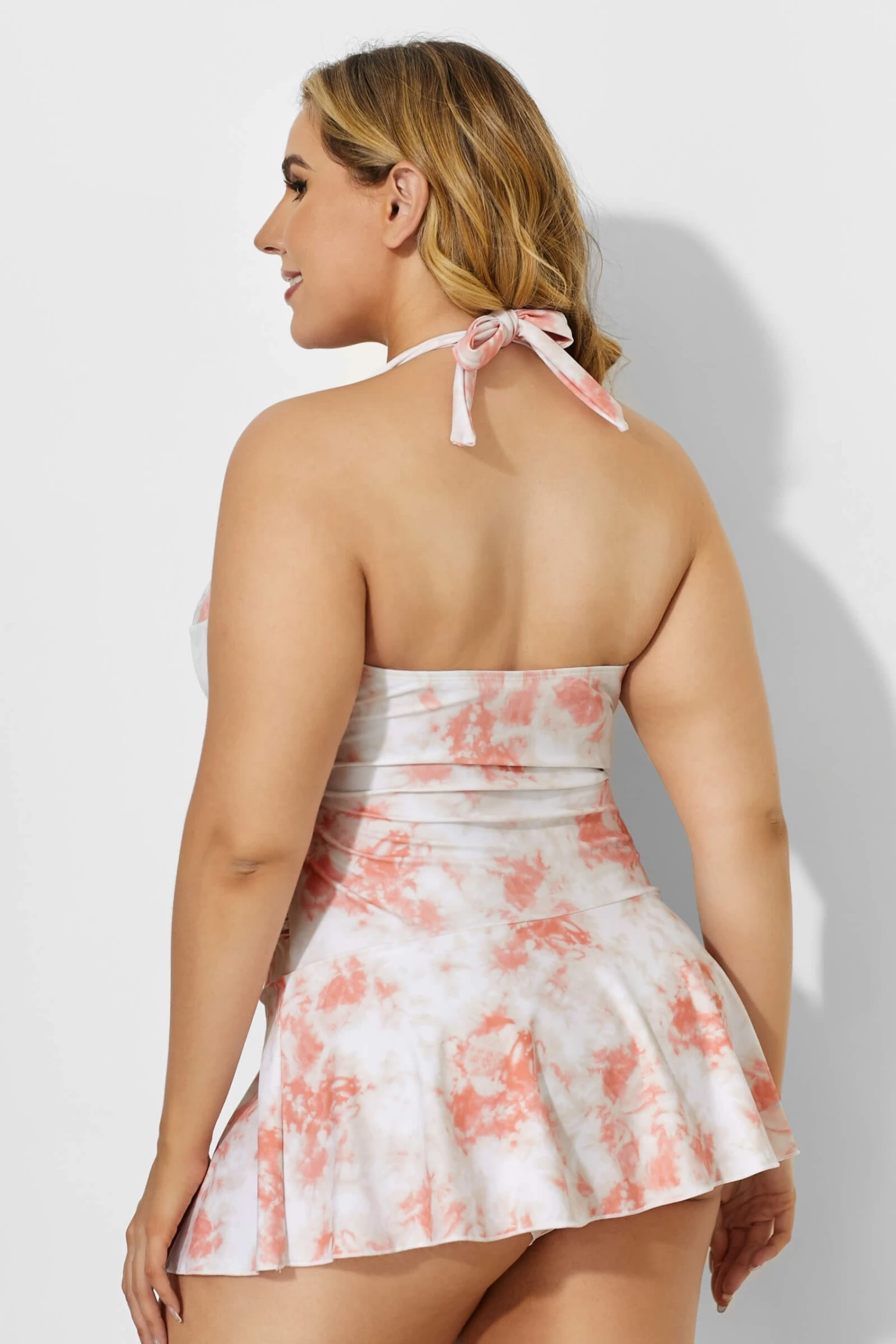 Tie Dye Printed Self-tie Halter Vintage Swimdress 5 Tie Dye Printed Self-tie Halter Vintage Swimdress - Image 3