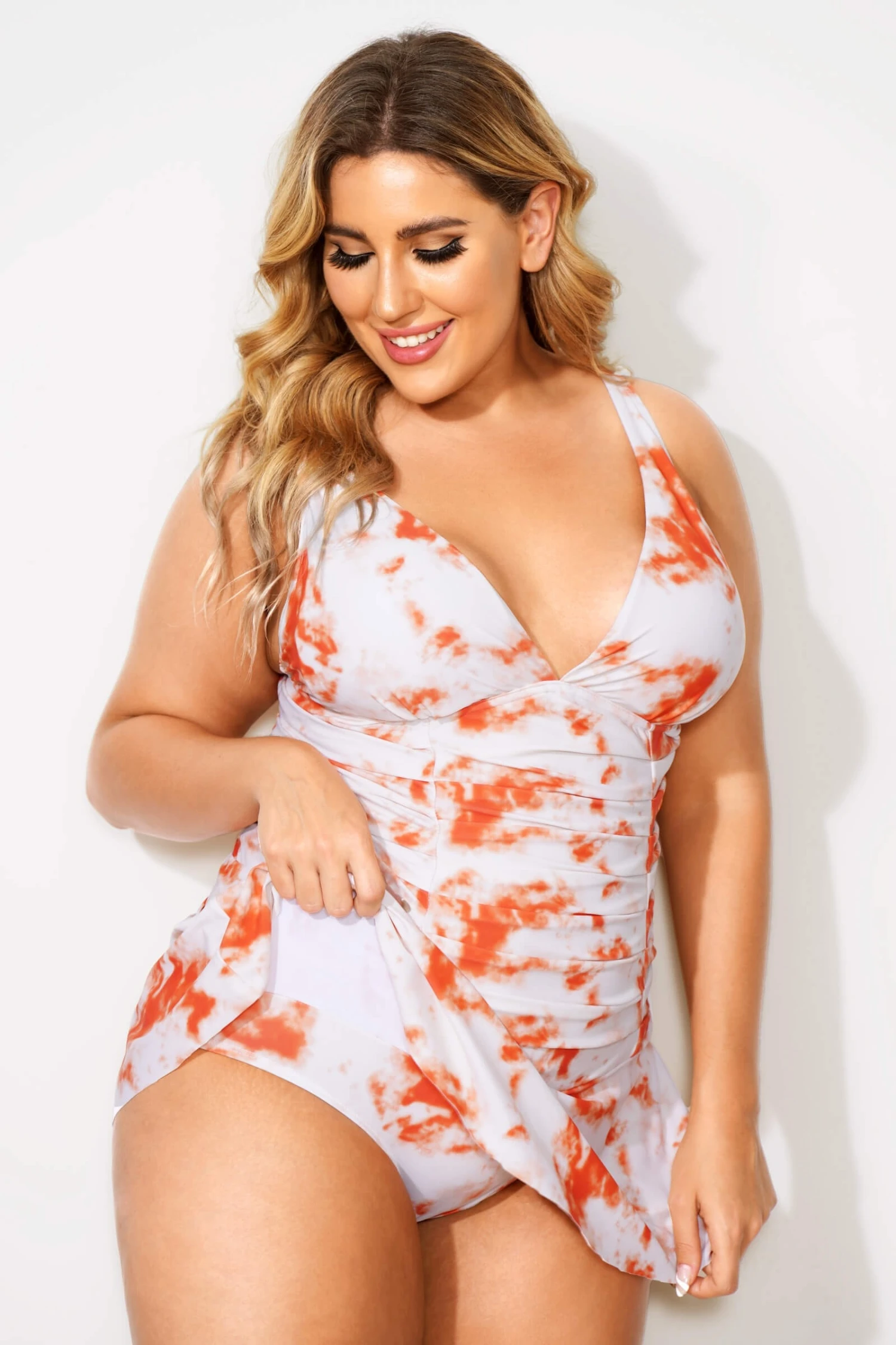 Tie Dye Printed Adjustable Straps Elegant Swimdress 4 Tie Dye Printed Adjustable Straps Elegant Swimdress - Image 2