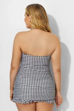 Lattice Bandeau Neckline Fringe Ruffle Hem Swimdress 9 Lattice Bandeau Neckline Fringe Ruffle Hem Swimdress -Luna Marina Store b desd033002 4