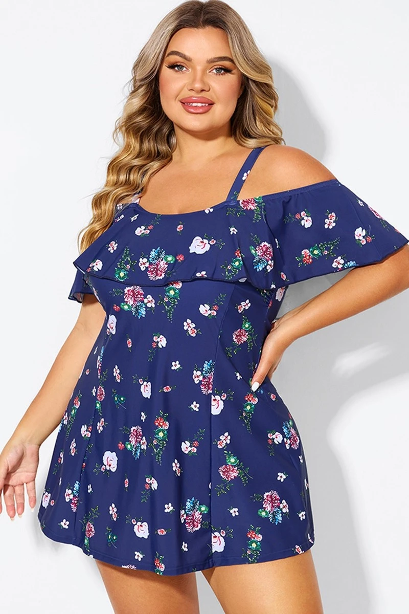 Floral Off Shoulder Tummy Control Lady Swimdress 3 Floral Off Shoulder Tummy Control Lady Swimdress
