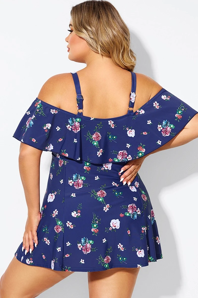 Floral Off Shoulder Tummy Control Lady Swimdress 4 Floral Off Shoulder Tummy Control Lady Swimdress - Image 2