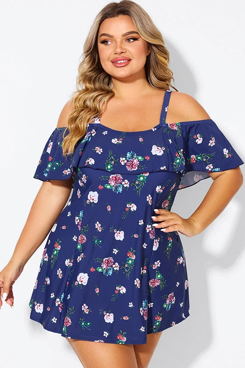 Floral Off Shoulder Tummy Control Lady Swimdress 5 Floral Off Shoulder Tummy Control Lady Swimdress - Image 3