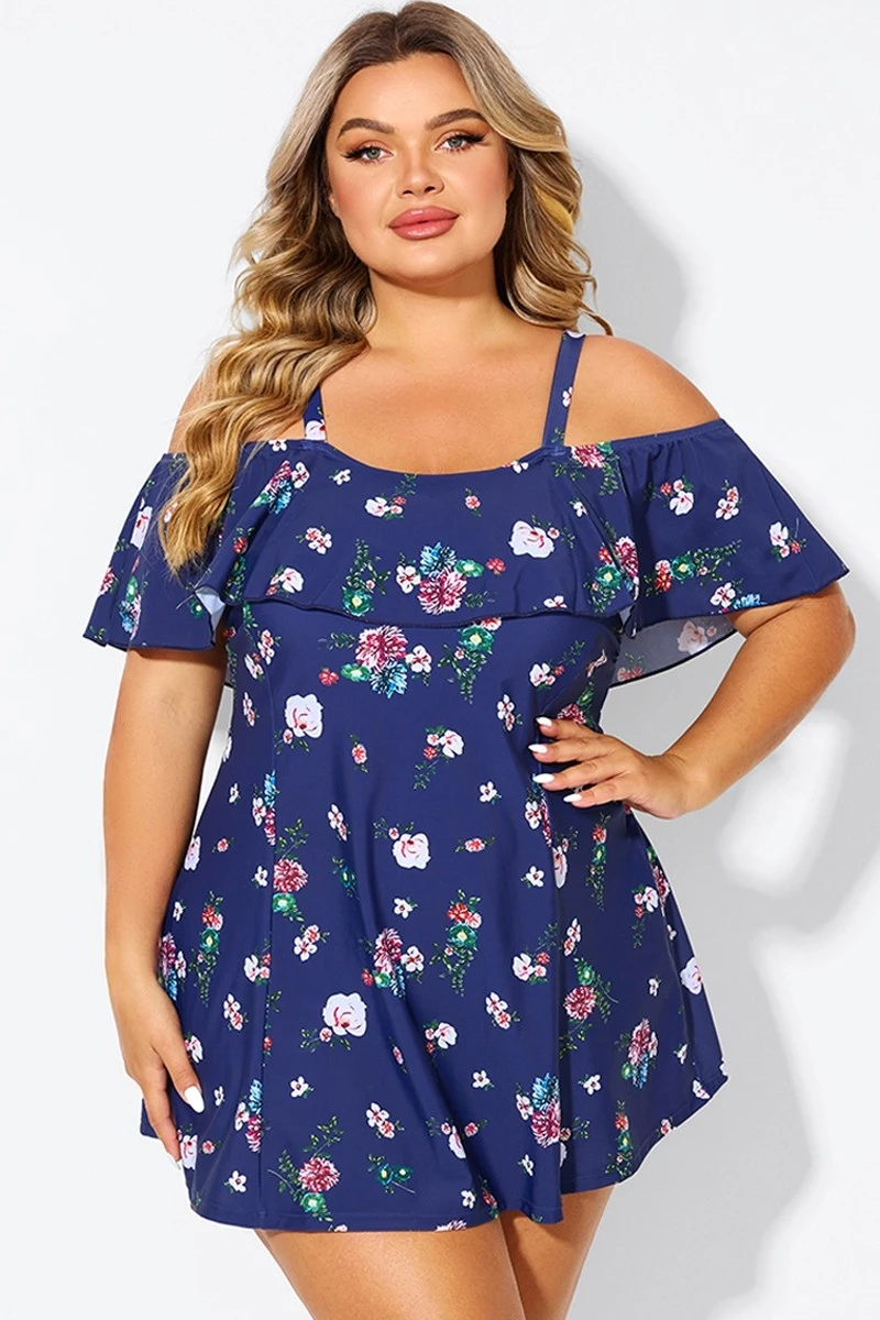 Floral Off Shoulder Tummy Control Lady Swimdress 6 Floral Off Shoulder Tummy Control Lady Swimdress - Image 4