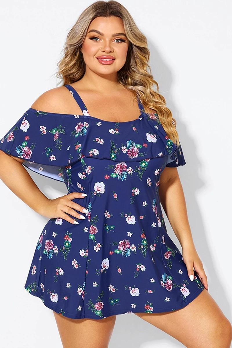 Floral Off Shoulder Tummy Control Lady Swimdress 8 Floral Off Shoulder Tummy Control Lady Swimdress - Image 6