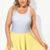Classic Stripe Round Collar Swimdress For Lady -Luna Marina Store b desd060001 1