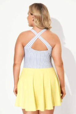 Classic Stripe Round Collar Swimdress For Lady -Luna Marina Store b desd060001 3