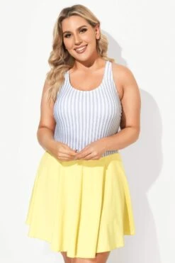 Classic Stripe Round Collar Swimdress For Lady -Luna Marina Store b desd060001 4